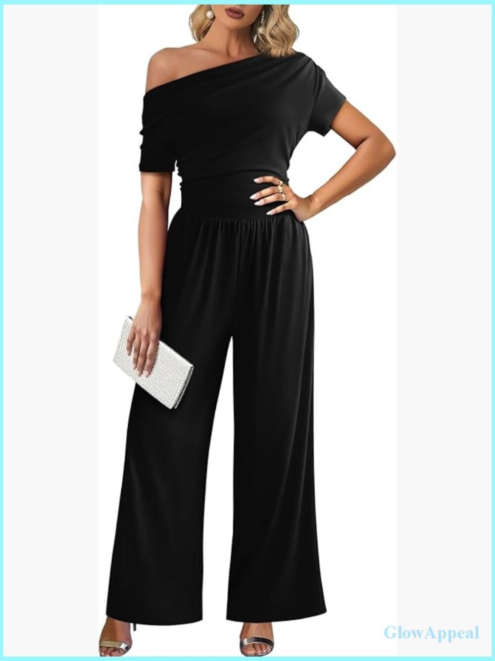 Wide Leg Off Shoulder Jumpsuit Women Dressy Casual Boat Neck One Piece